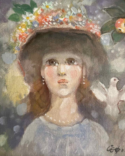 Сули Сеферов - Момиче с шапка  и цветя